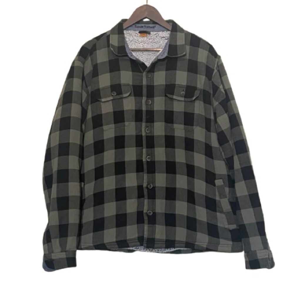 Taylor Vintage Men's Sherpa Lined Plaid Button Up  Shacket Shirt Jacket XXL